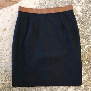 LOFT Charcoal Gray Wool Pencil Mini Skirt, Size 2
